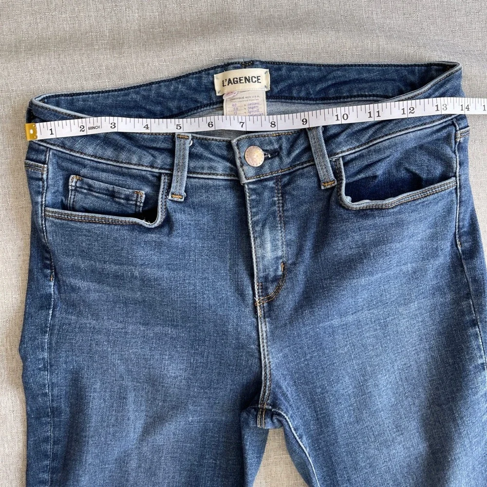 L'Agence‎ Brigitte Skinny Stretch Mid-Rise Jeans Vintage Wash Womens 27 Blue